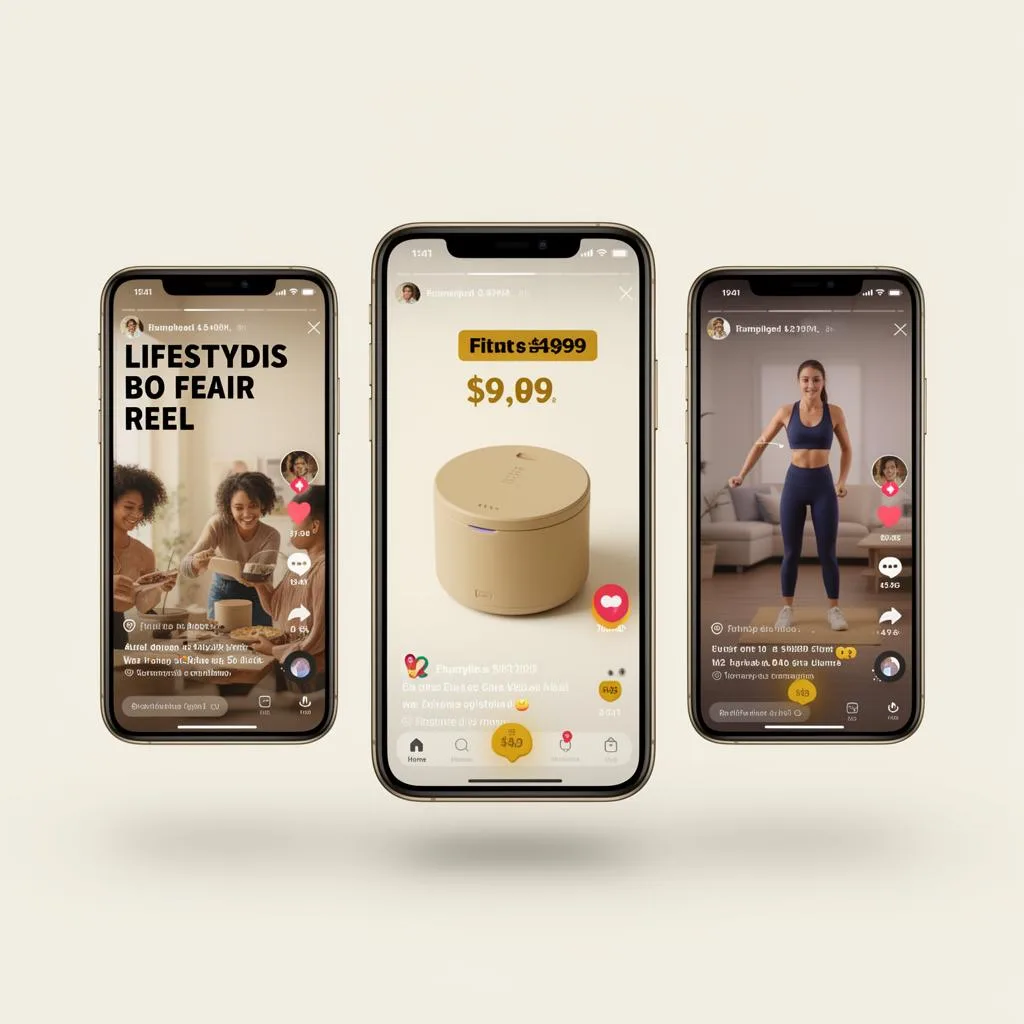 Examples of AI-generated short-form videos on phones